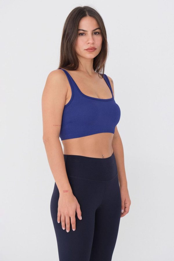 Saks Mavi Kare Yaka Seamless Crop Atlet